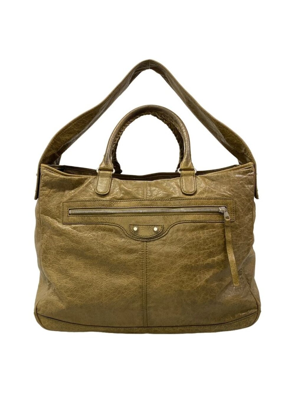Balenciaga Shoulder Bag Classic Bridge Khaki 2-Way Leather